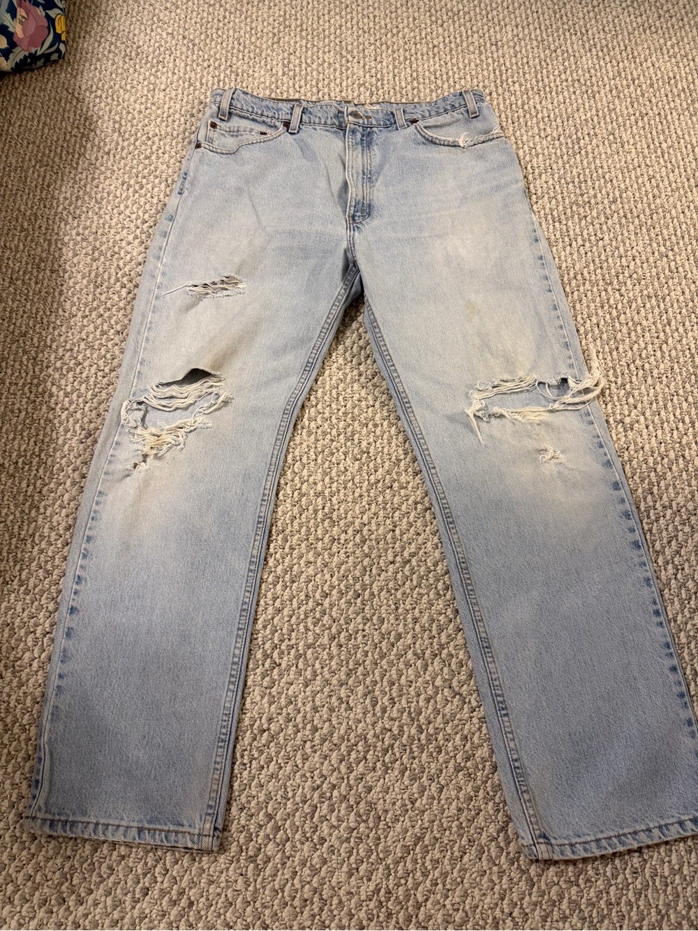 Levi's Light Blue Distressed Straight Jeans